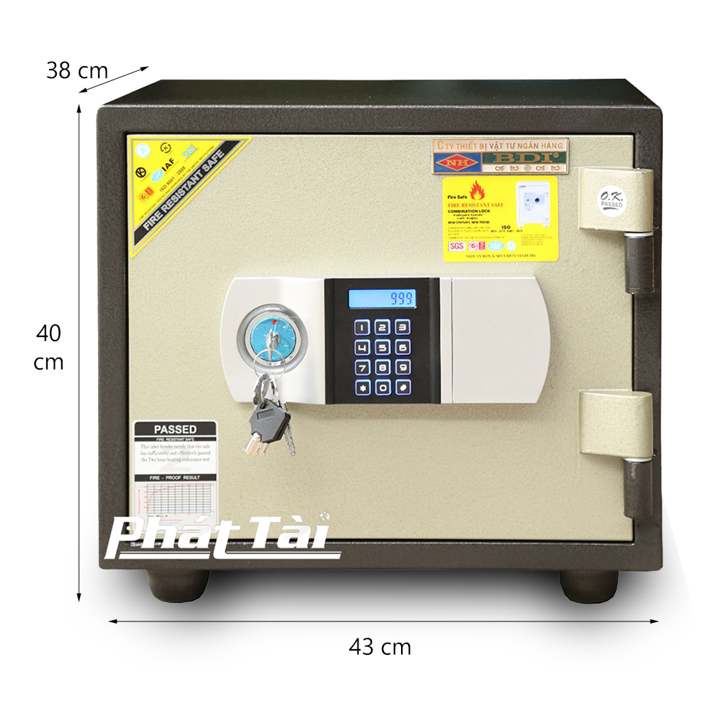 Két sắt tiêu chuẩn ngân hàng BDI C45ĐT khóa điện tử 