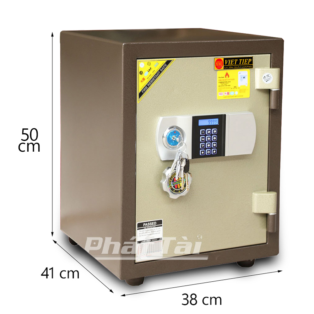 Két sắt Việt Tiệp chính hãng KV55ĐT khóa điện tử pin ngoài có báo động 