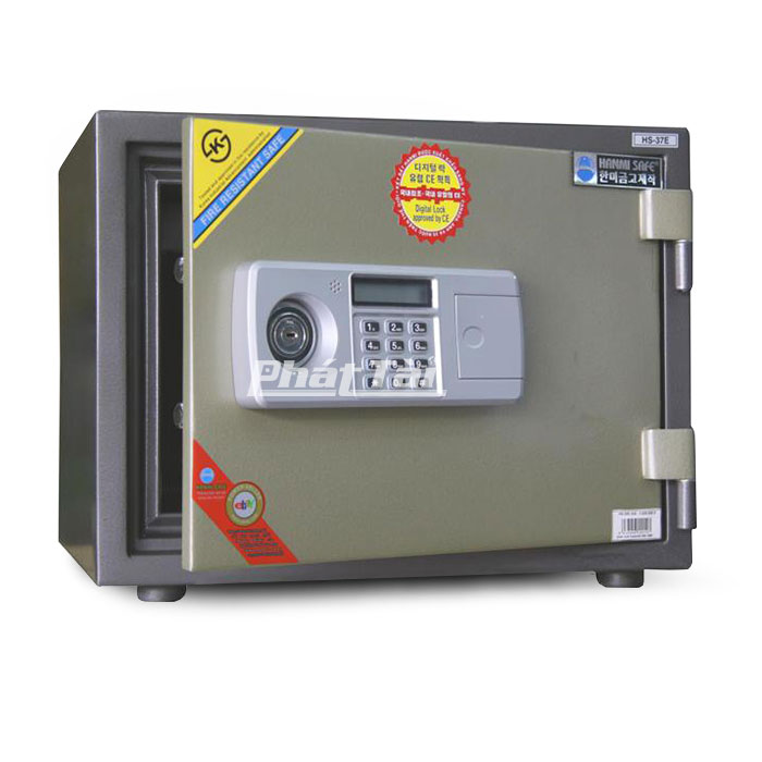 Mẫu két sắt Hàn Quốc Hanmi HS35E khóa điện tử, thân màu ghi - cánh xám bạc sang trọng 